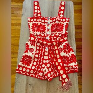 Red Palermo Sleeveless Romper Farm Rio Size S